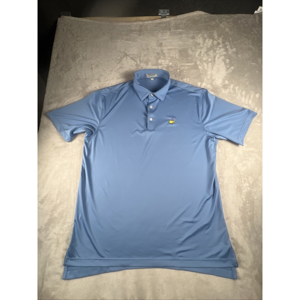 Masters Peter Millar Polo Shirt Men Large Blue Augusta National Performance Golf